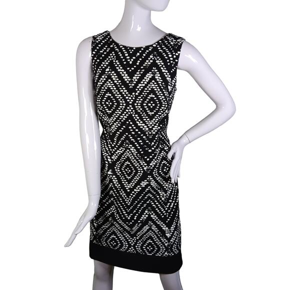 Mario Serrani Italy Dress Size 10 Black and White Abstract Print Sleeveless - Picture 1 of 9